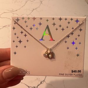 💎LArocks💎 Fine Silver Plated A Necklace NWT 18”